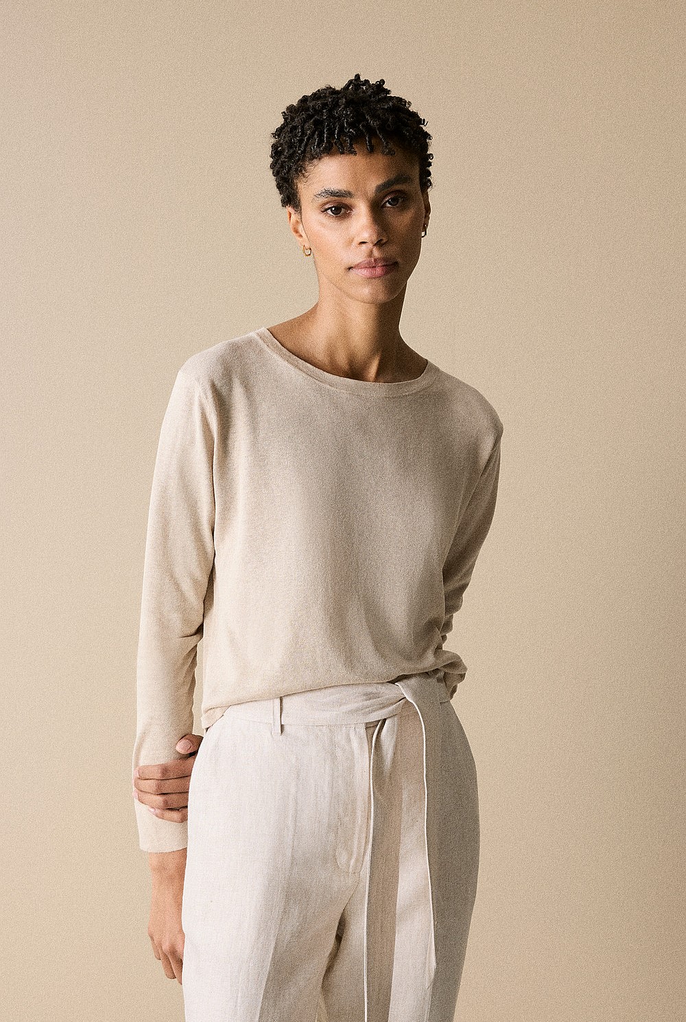 Silk Linen Fine Knit Pullover