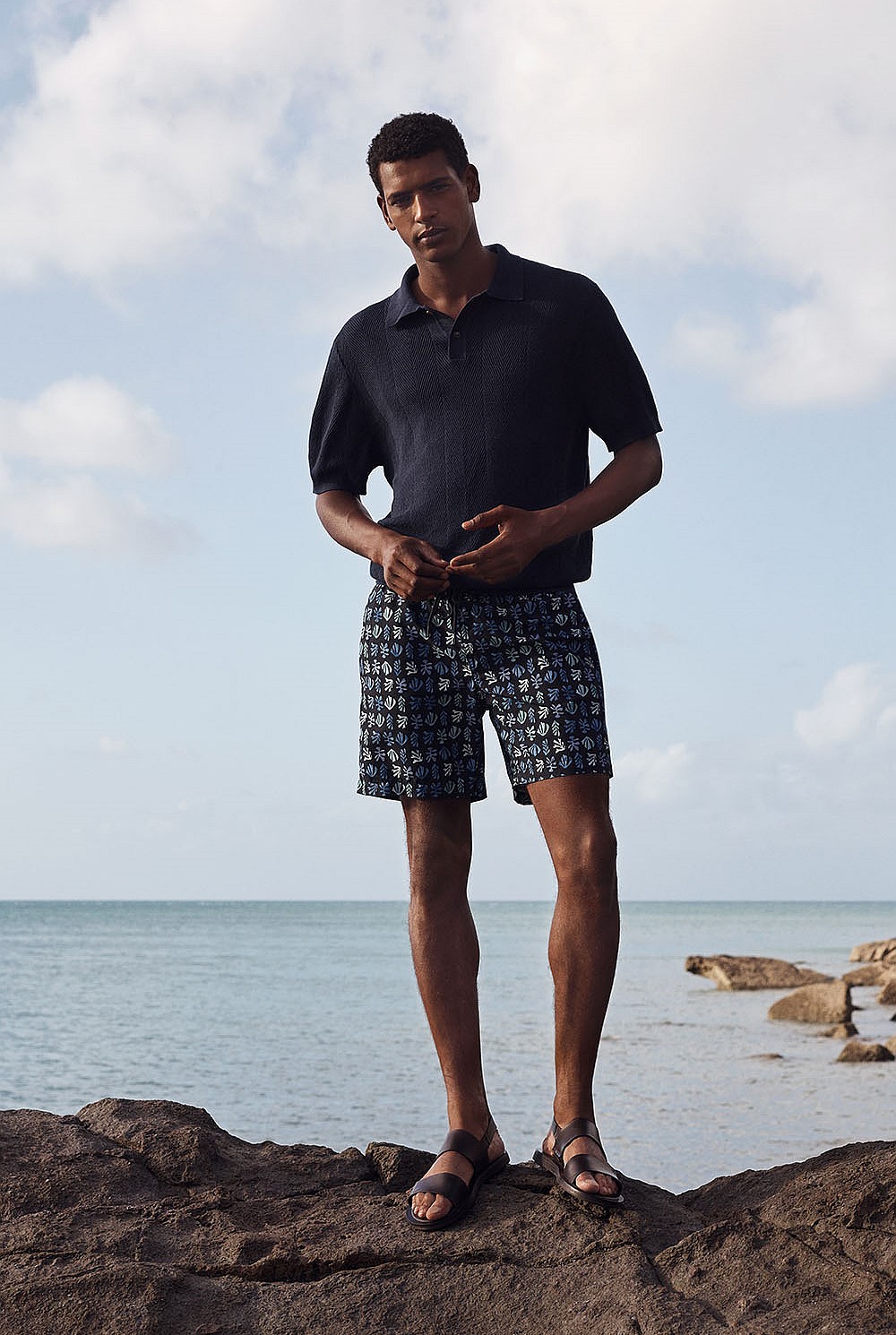 Linen Cotton Textured Stitch Polo