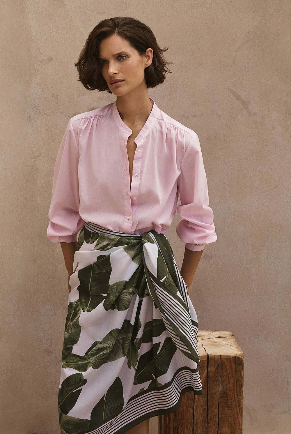 Cotton Voile Blouson Sleeve Blouse