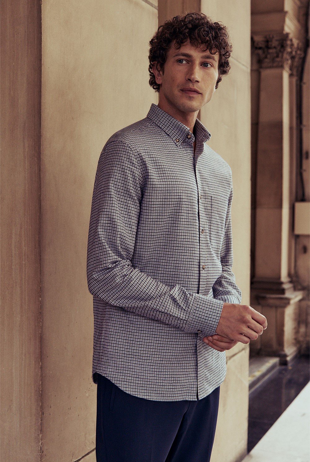 Regular Fit Brushed Cotton Estate Check Shirt