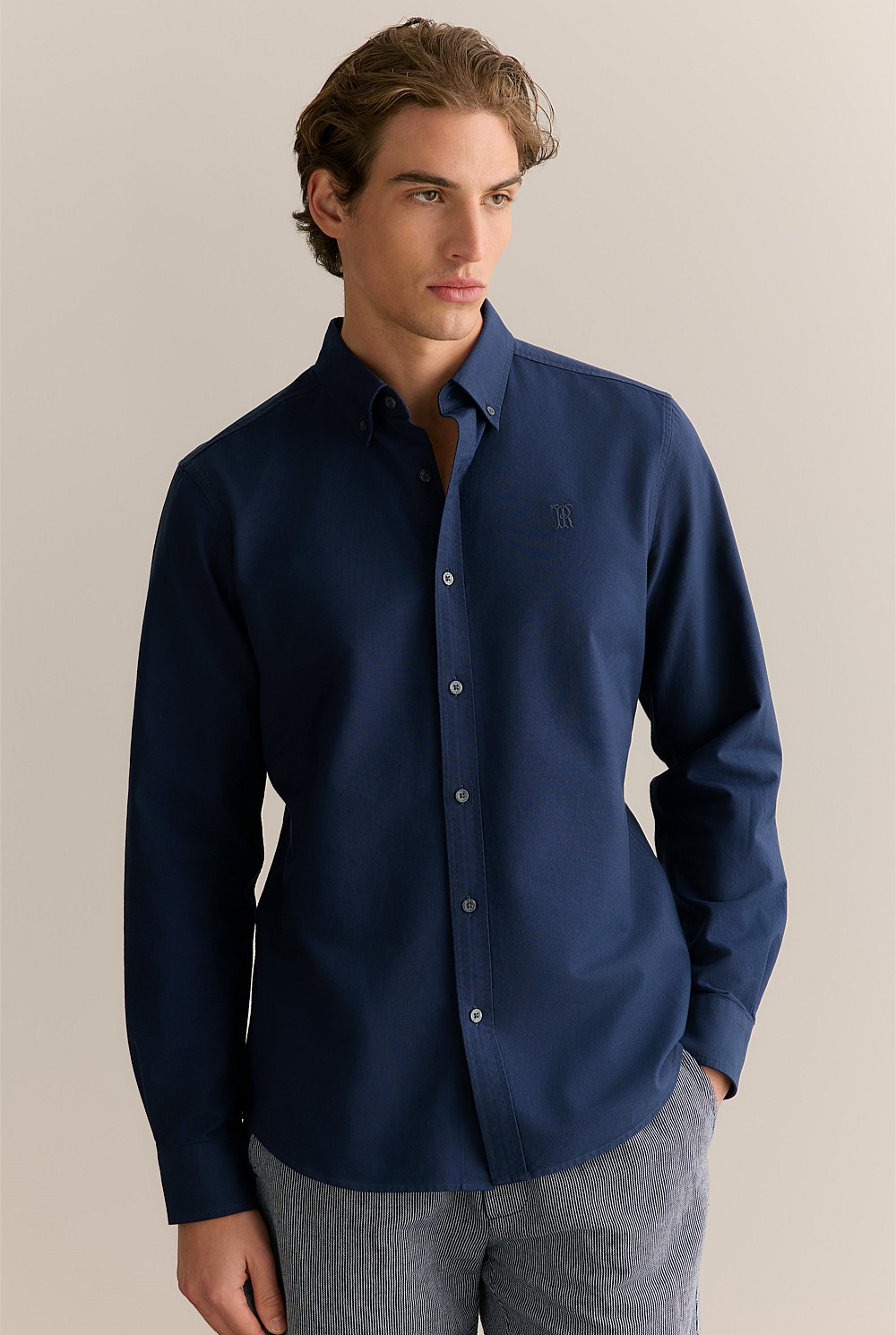 Regular Fit Cotton Monogram Oxford Shirt