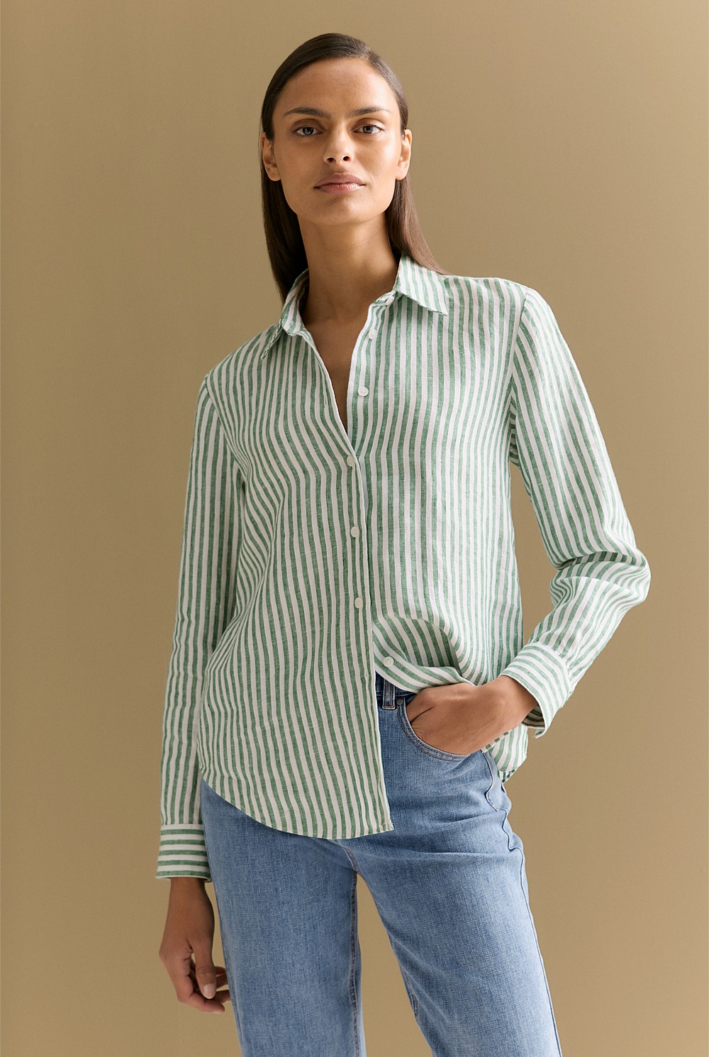 Linen Yarn Dyed Stripe Classic Shirt