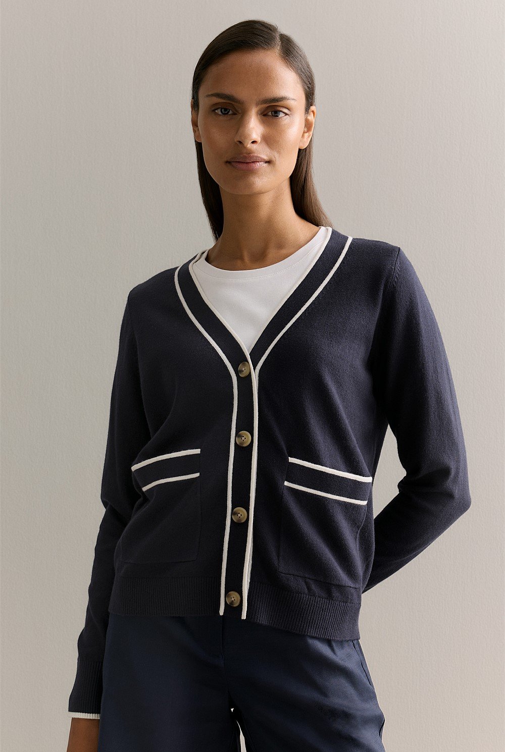 Organically Grown Cotton Cashmere Pocket Detail Cardigan