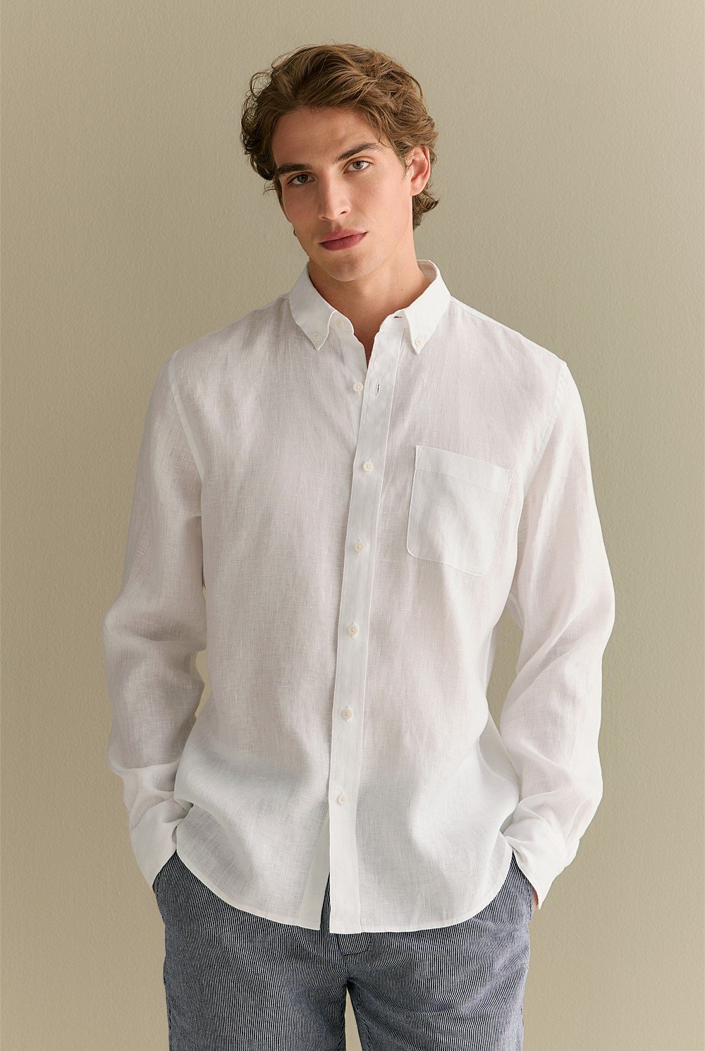 Regular Fit Linen Long Sleeve Shirt