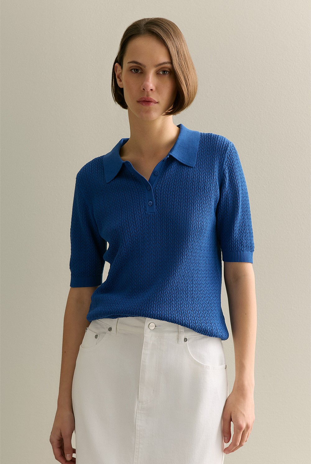 Mercerised Lace Knit Polo