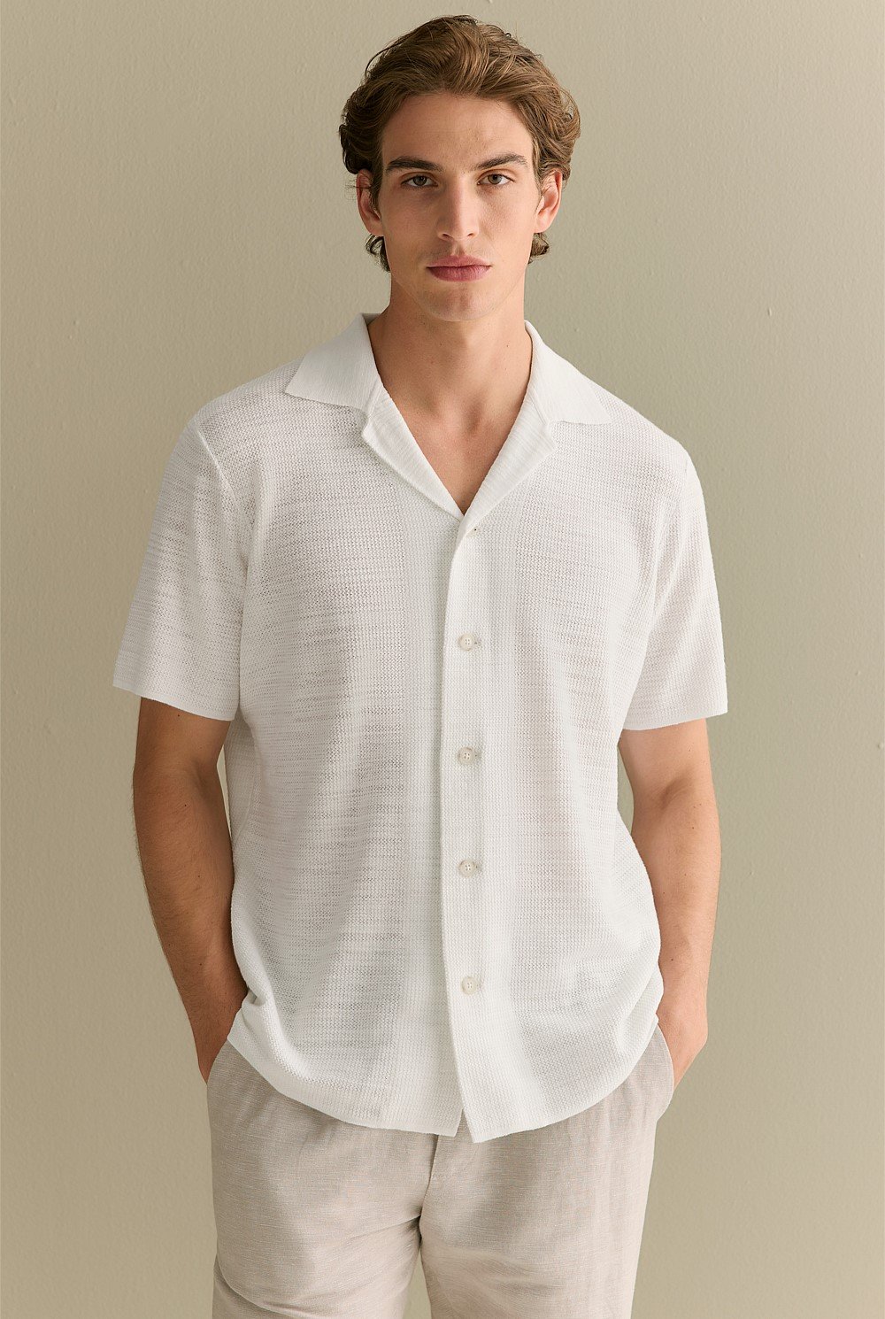 Cotton Linen Textured Knit Shirt