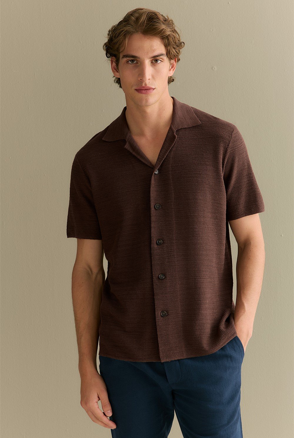 Cotton Linen Textured Knit Shirt