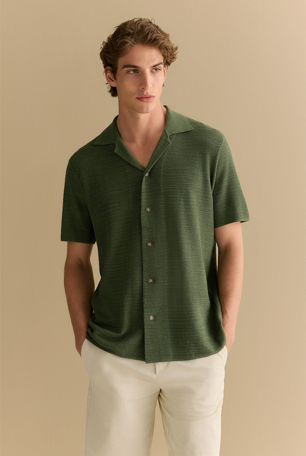 Cotton Linen Textured Knit Shirt