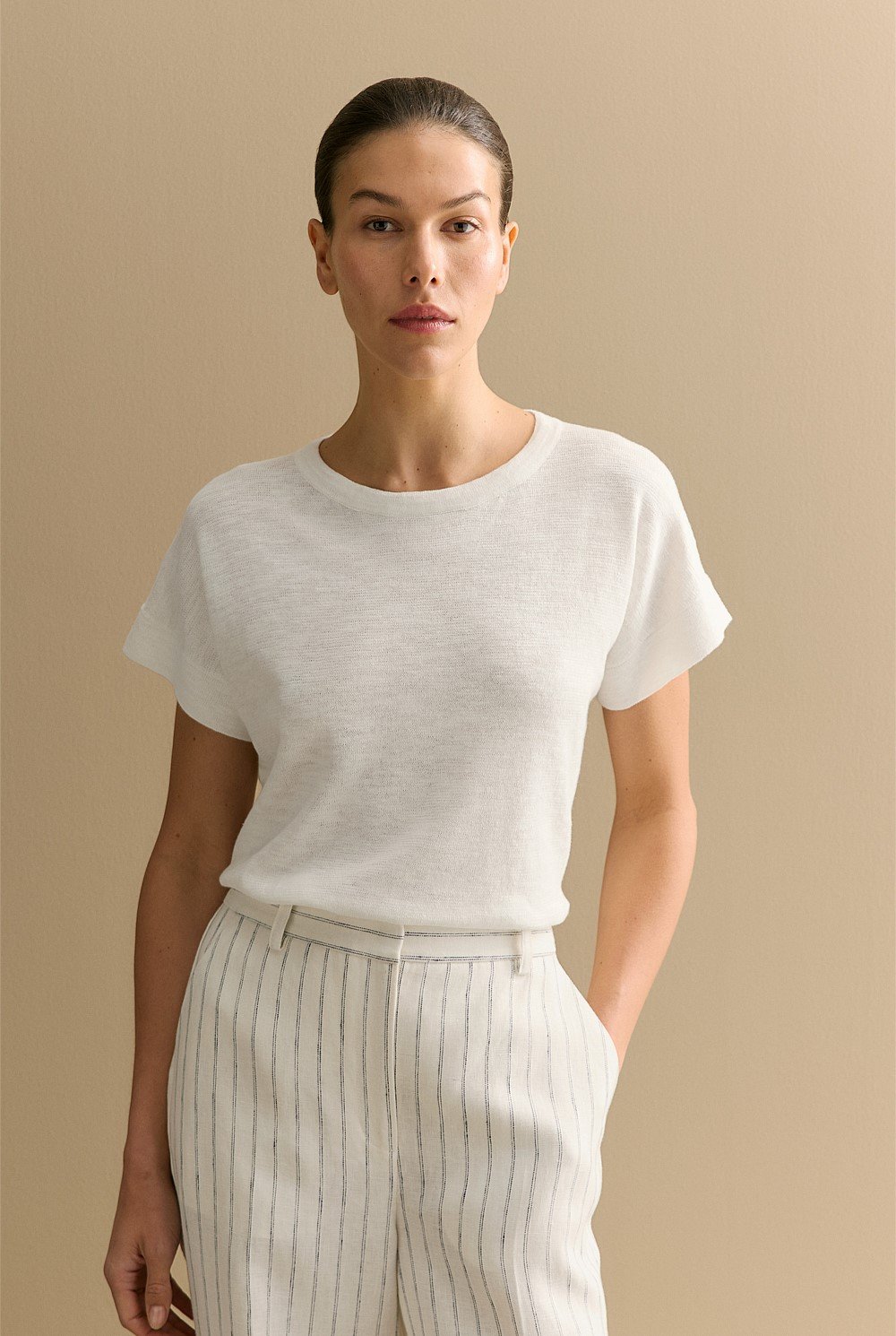 Linen Cotton Knit Relaxed T-shirt