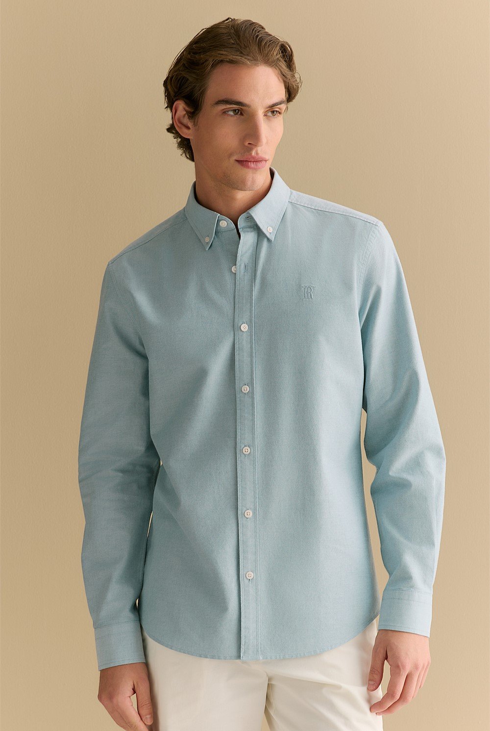 Regular Fit Yarn Dyed Monogram Oxford Shirt