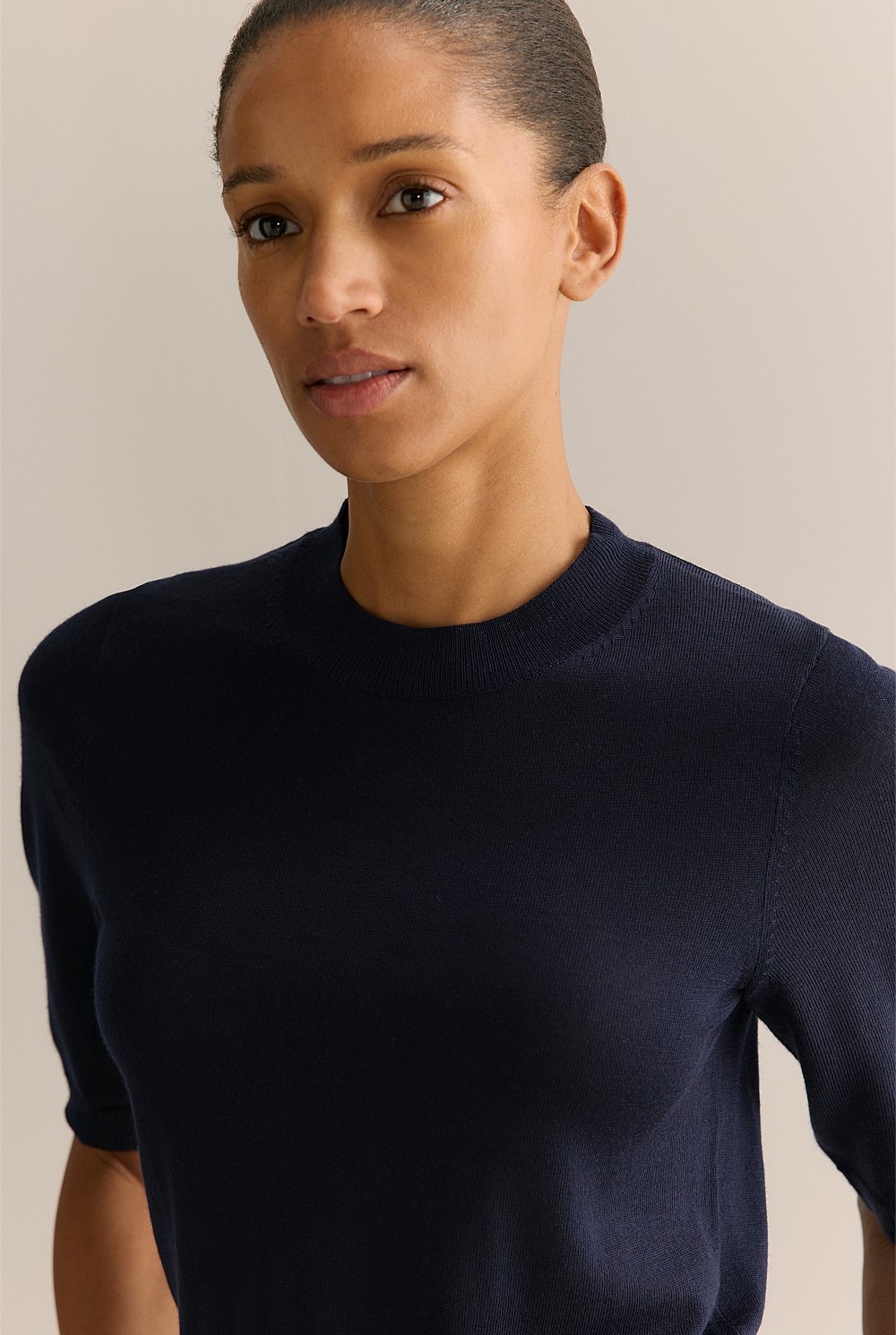 Merino Mock Neck Classic Knit