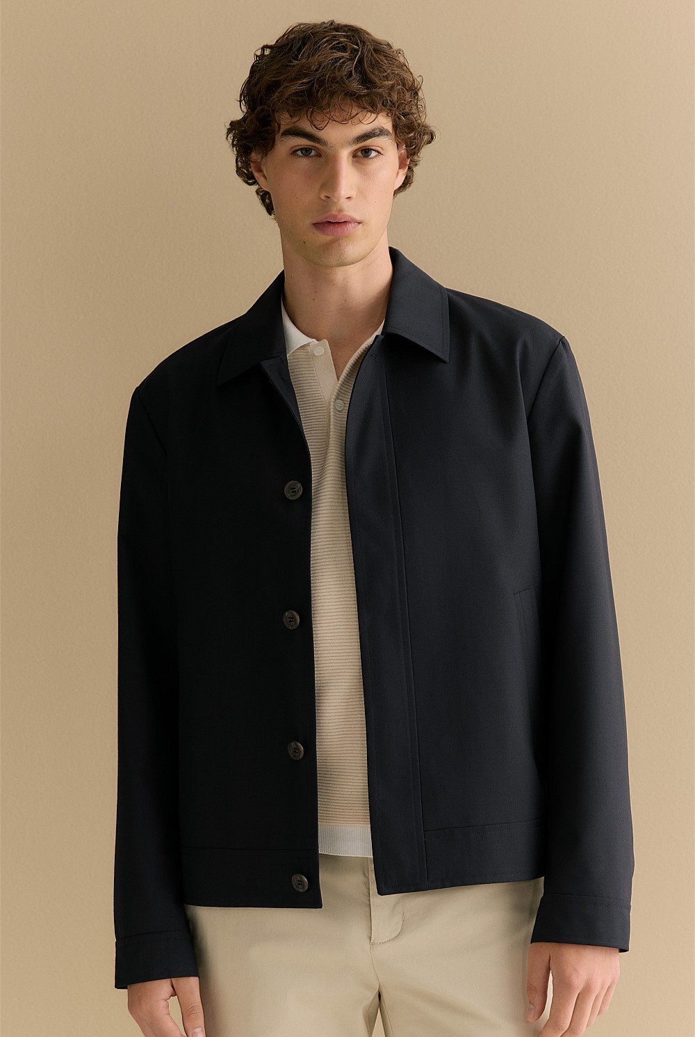 Italian Wool Button Front Jacket