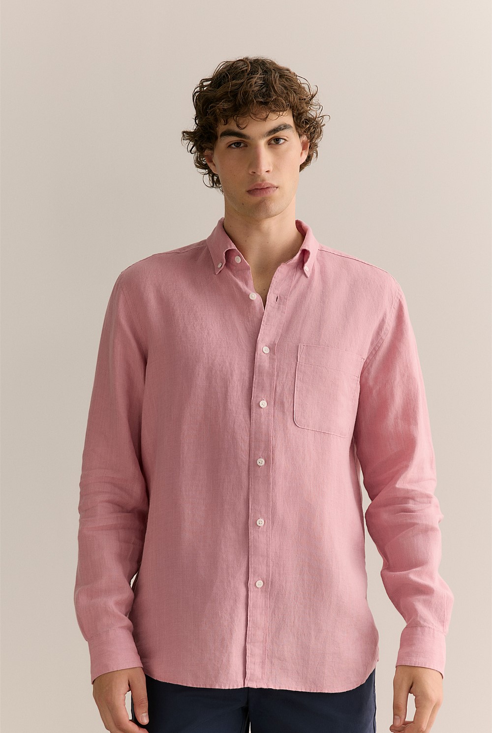 Regular Fit Delave Linen Long Sleeve Shirt