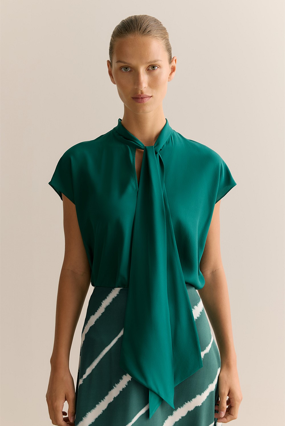 Silk Tie Neck Top
