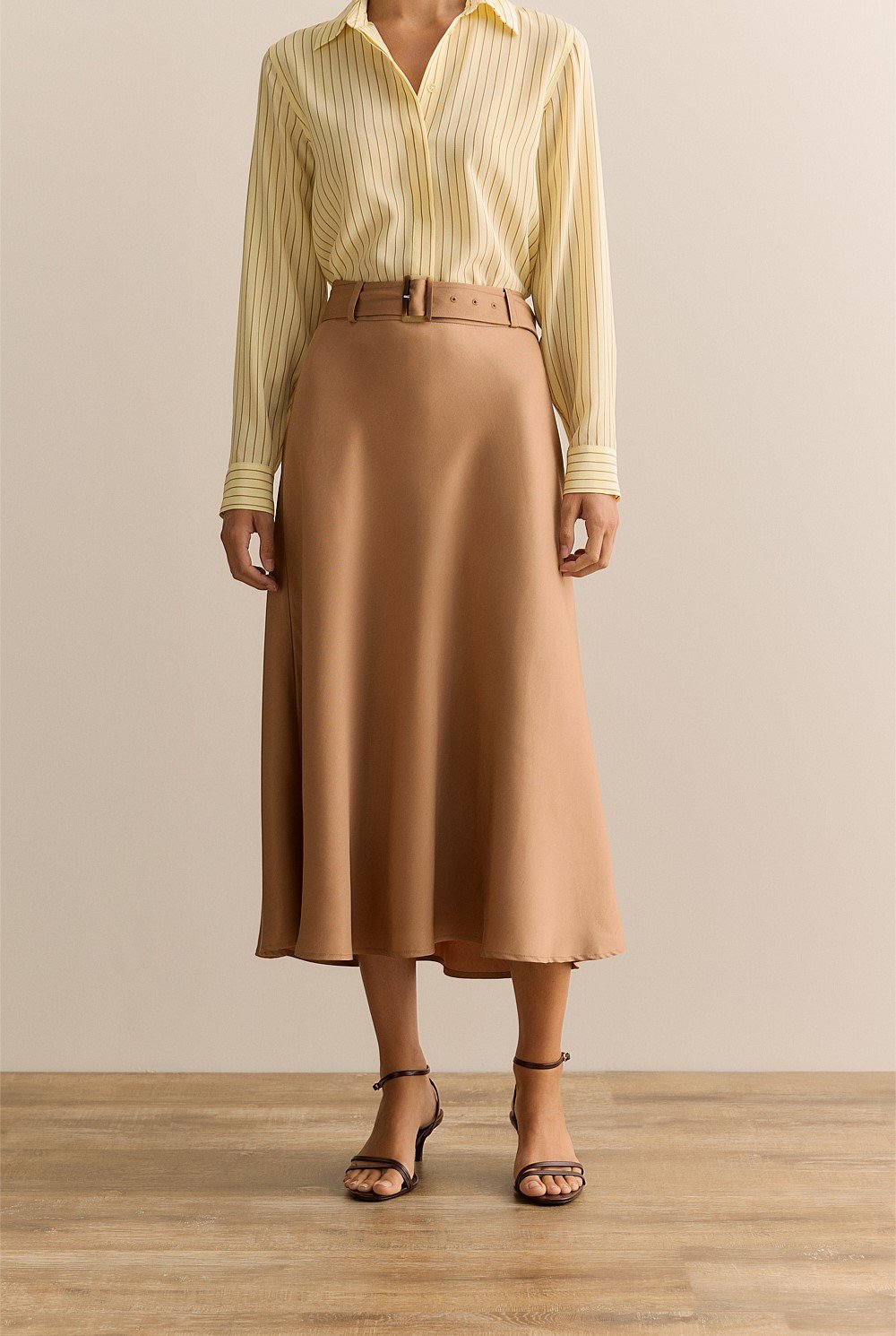 Tencel Bias Cut Belted Skirt