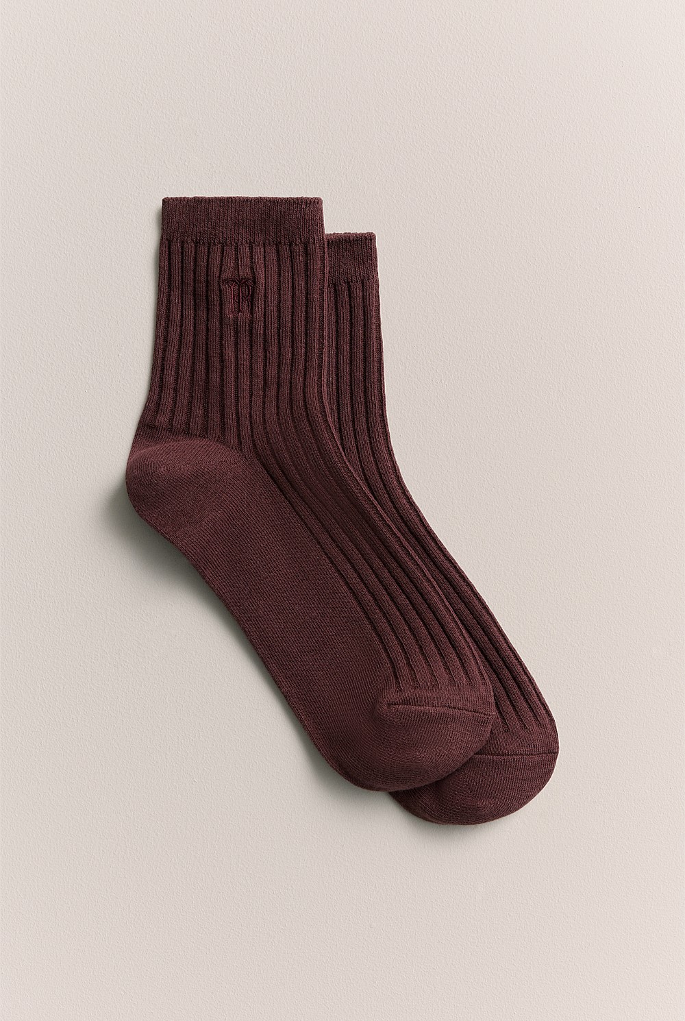 Monogram Rib 1/4 Crew Sock