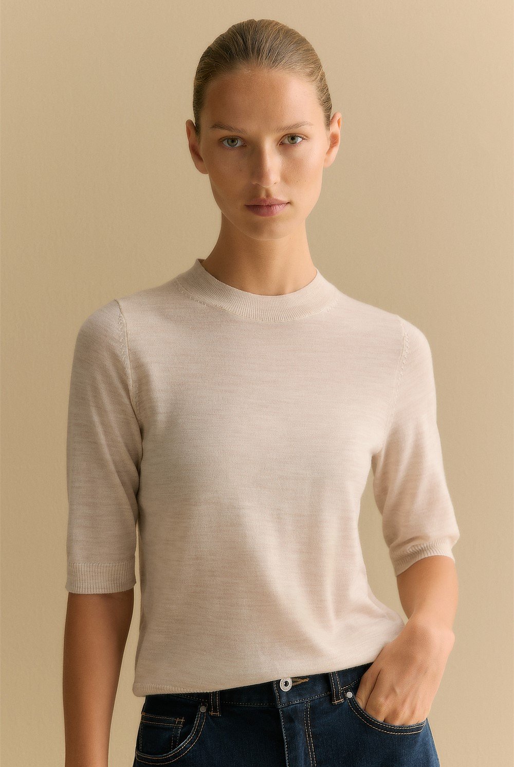 Merino Mock Neck Classic Knit