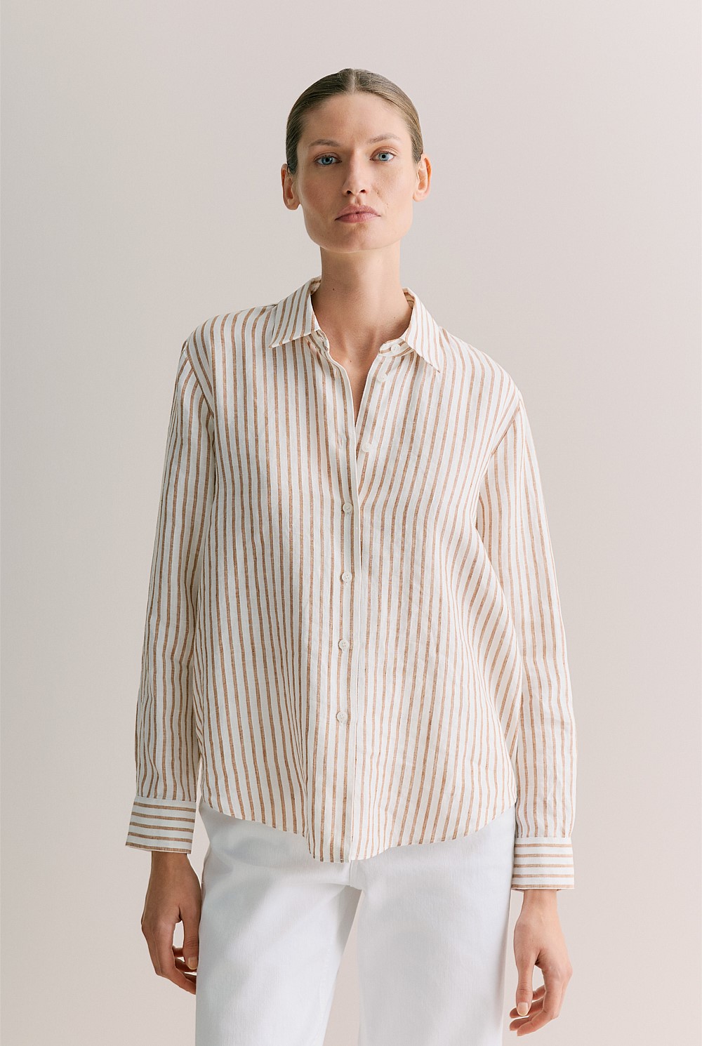 Linen End on End Stripe Shirt