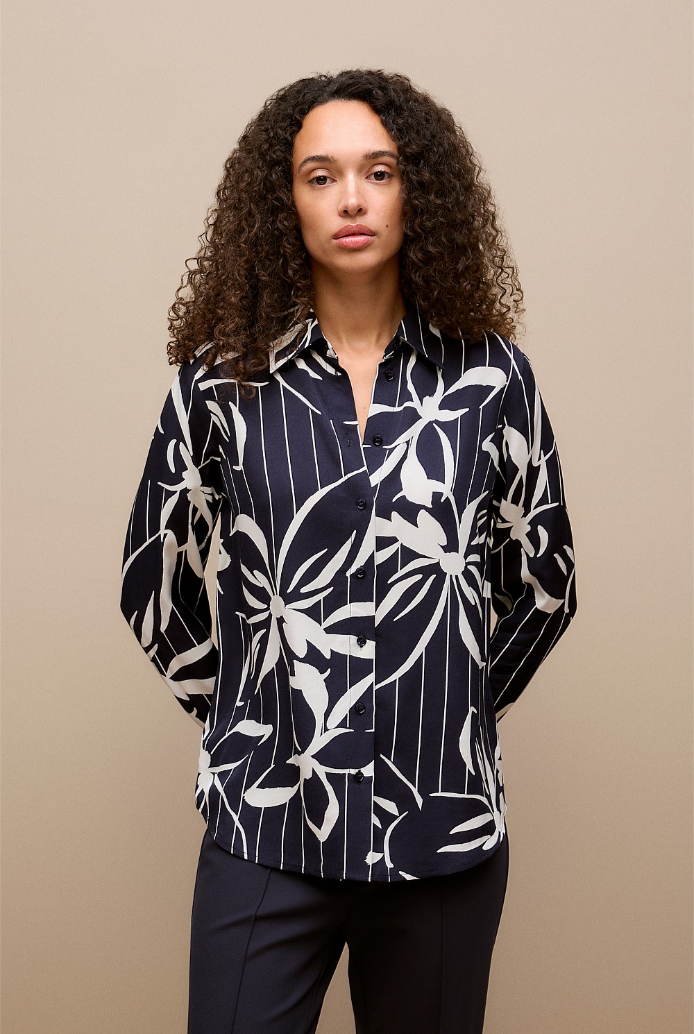 Floral Stripe Twill Shirt
