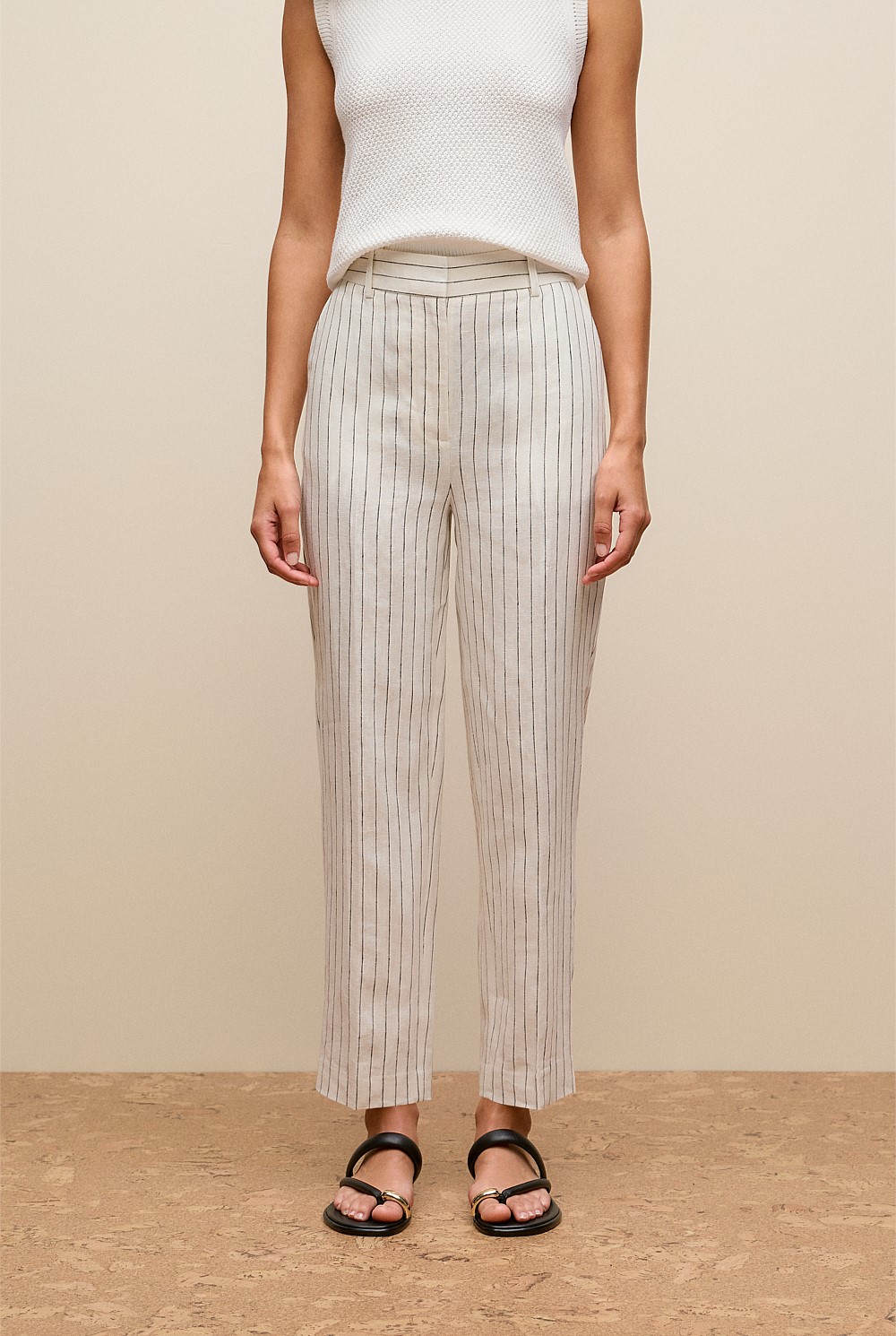 Linen Pinstripe Straight Leg Pant