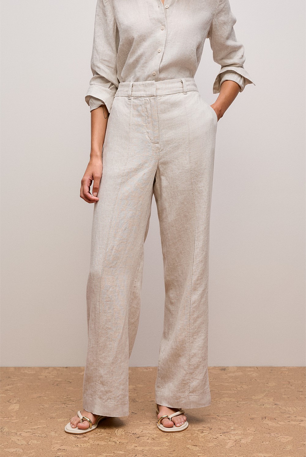 Yarn Dyed Linen Pintucked Pant