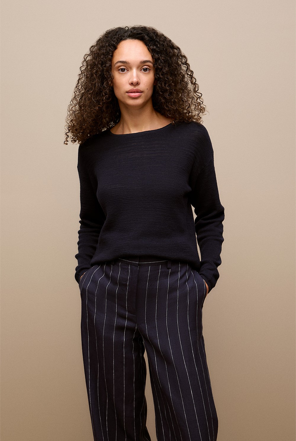 Cotton Linen Lightweight Crew Knit