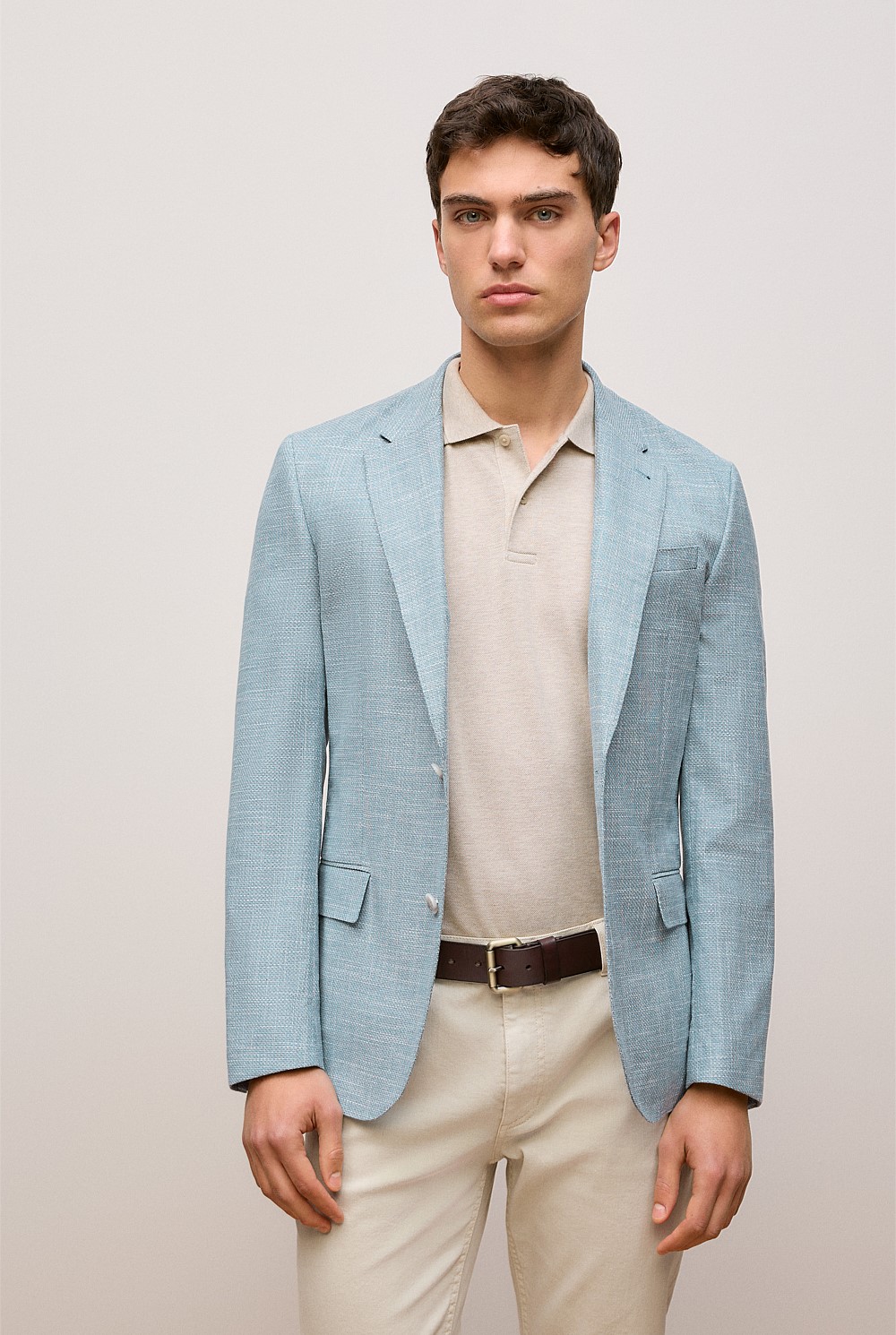 Tailored Fit Italian Wool Cotton Blend Blazer
