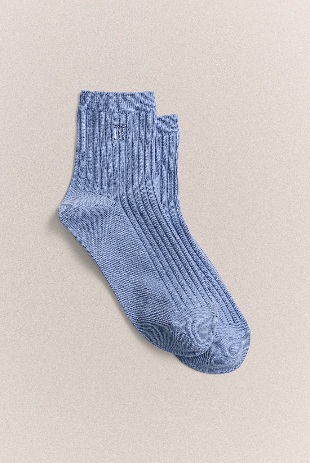 Monogram Rib 1/4 Crew Sock