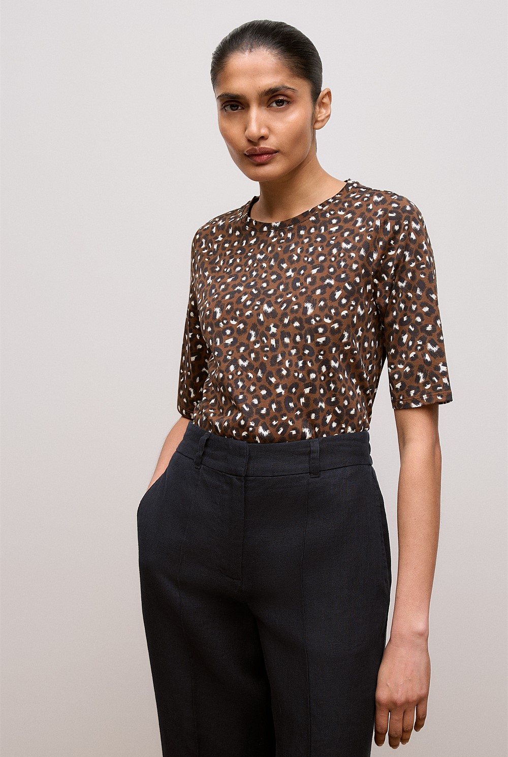 Cotton Leopard Half Sleeve T-shirt