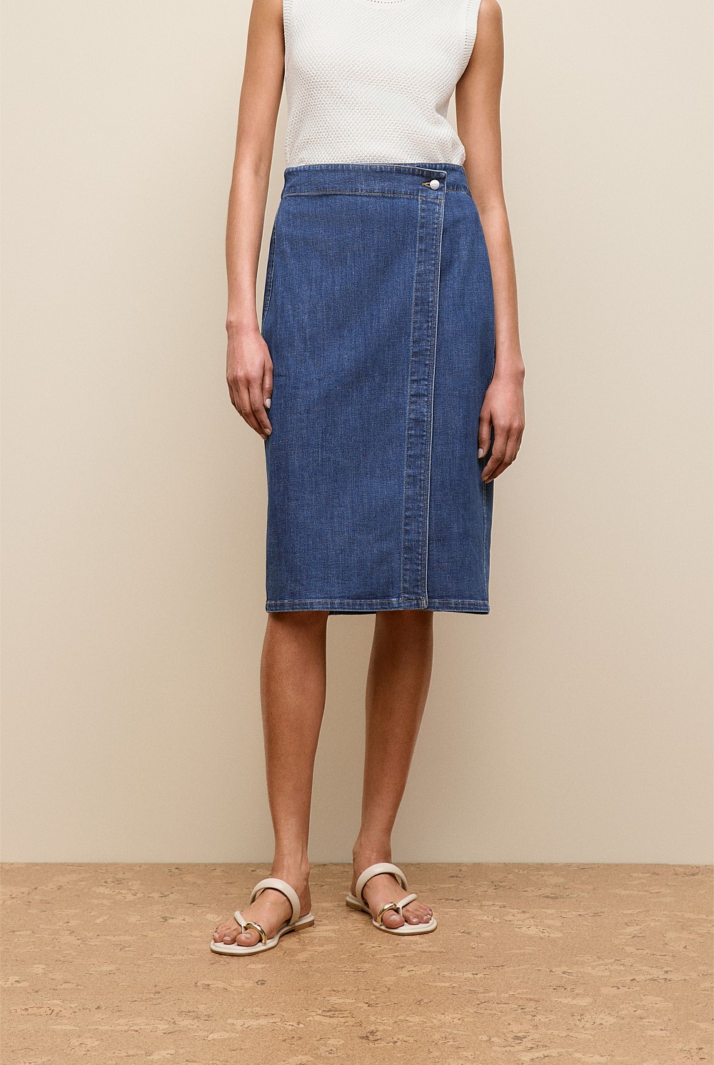 Soft Denim Wrap Skirt