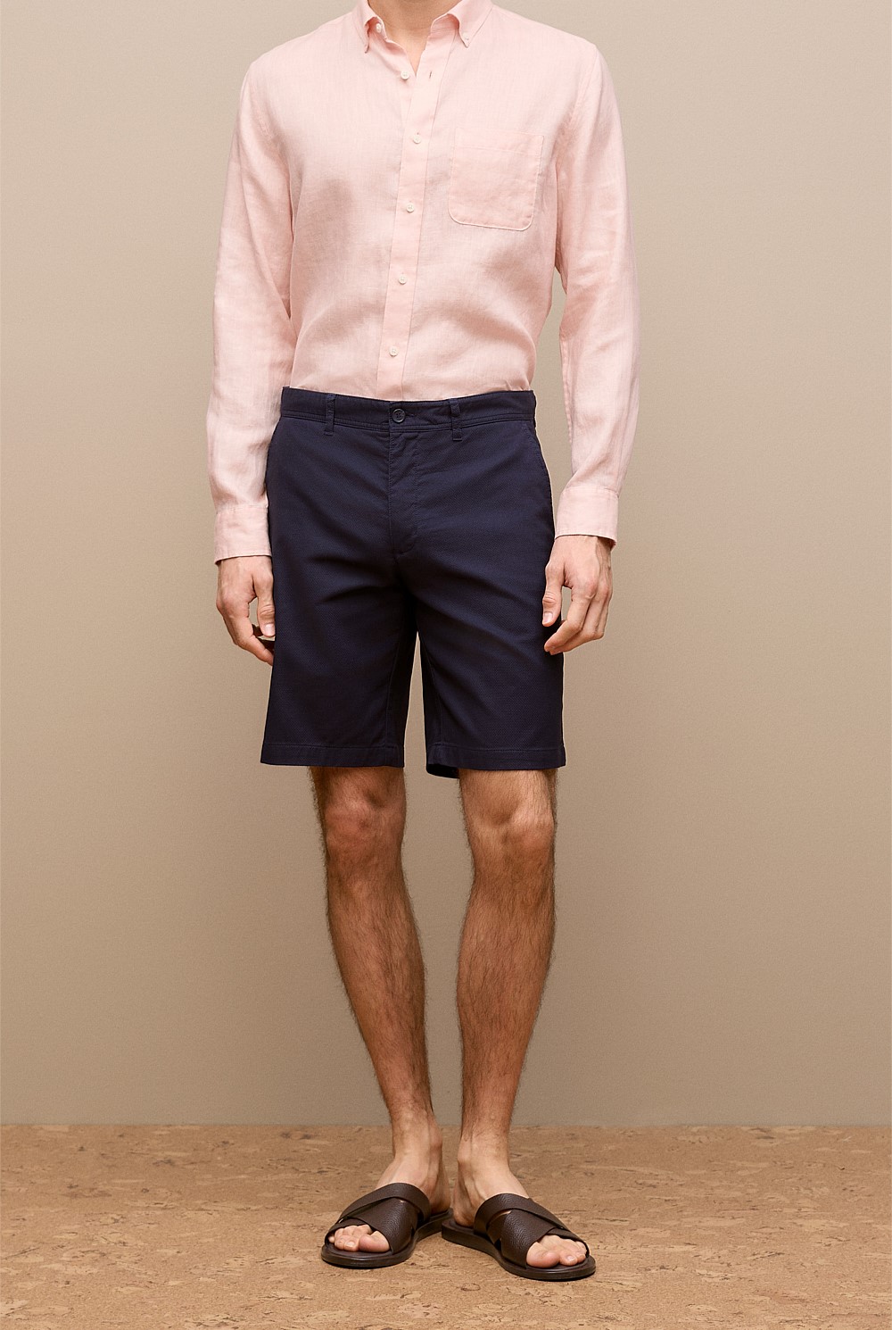 Stretch Cotton Dobby Longline Short