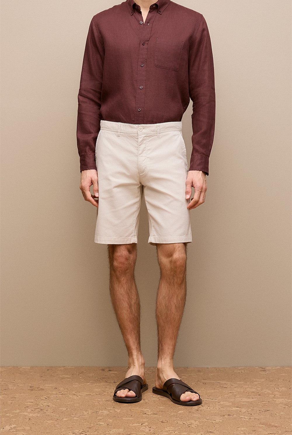 Stretch Cotton Dobby Longline Short