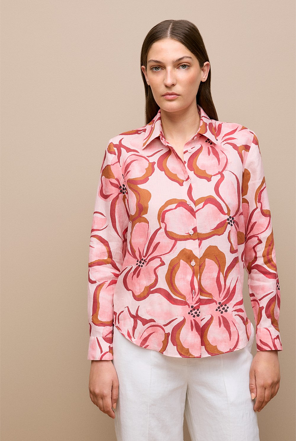 Peony Linen Classic Shirt