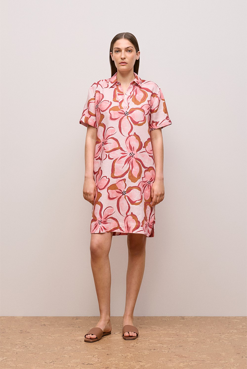 Peony Linen Popover Shift Dress