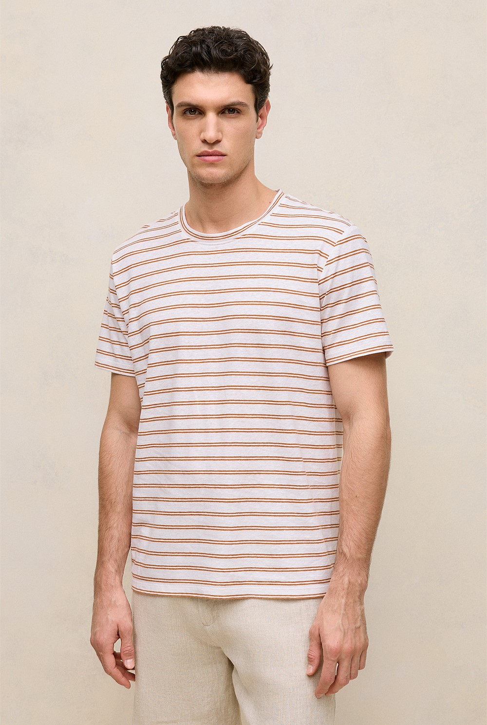 Cotton Linen Double Stripe T-shirt
