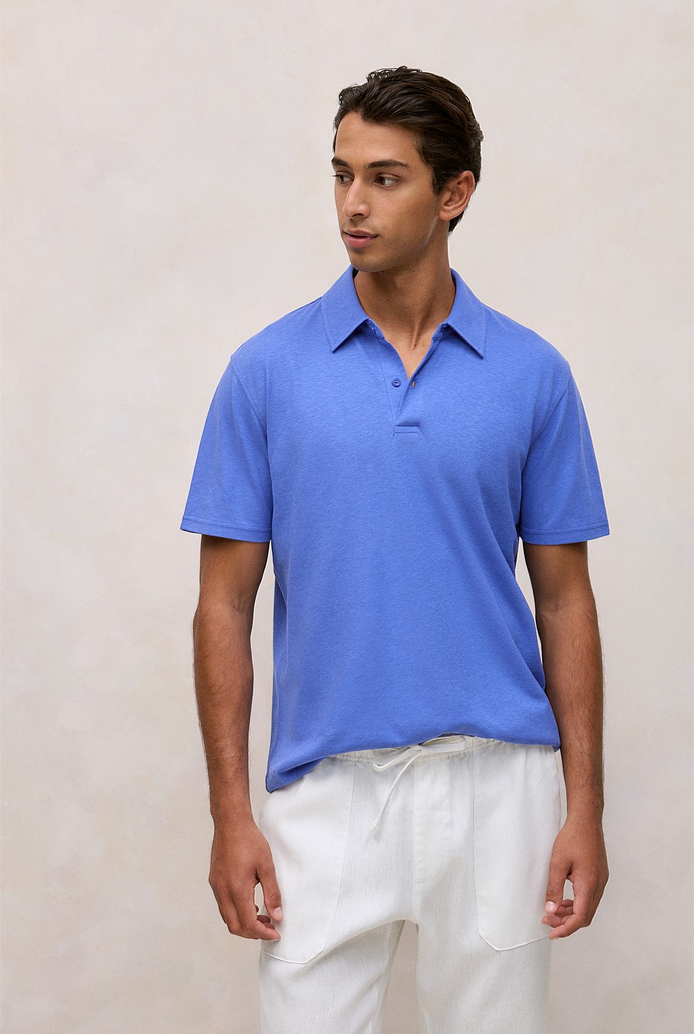 Linen Cotton Jersey Polo