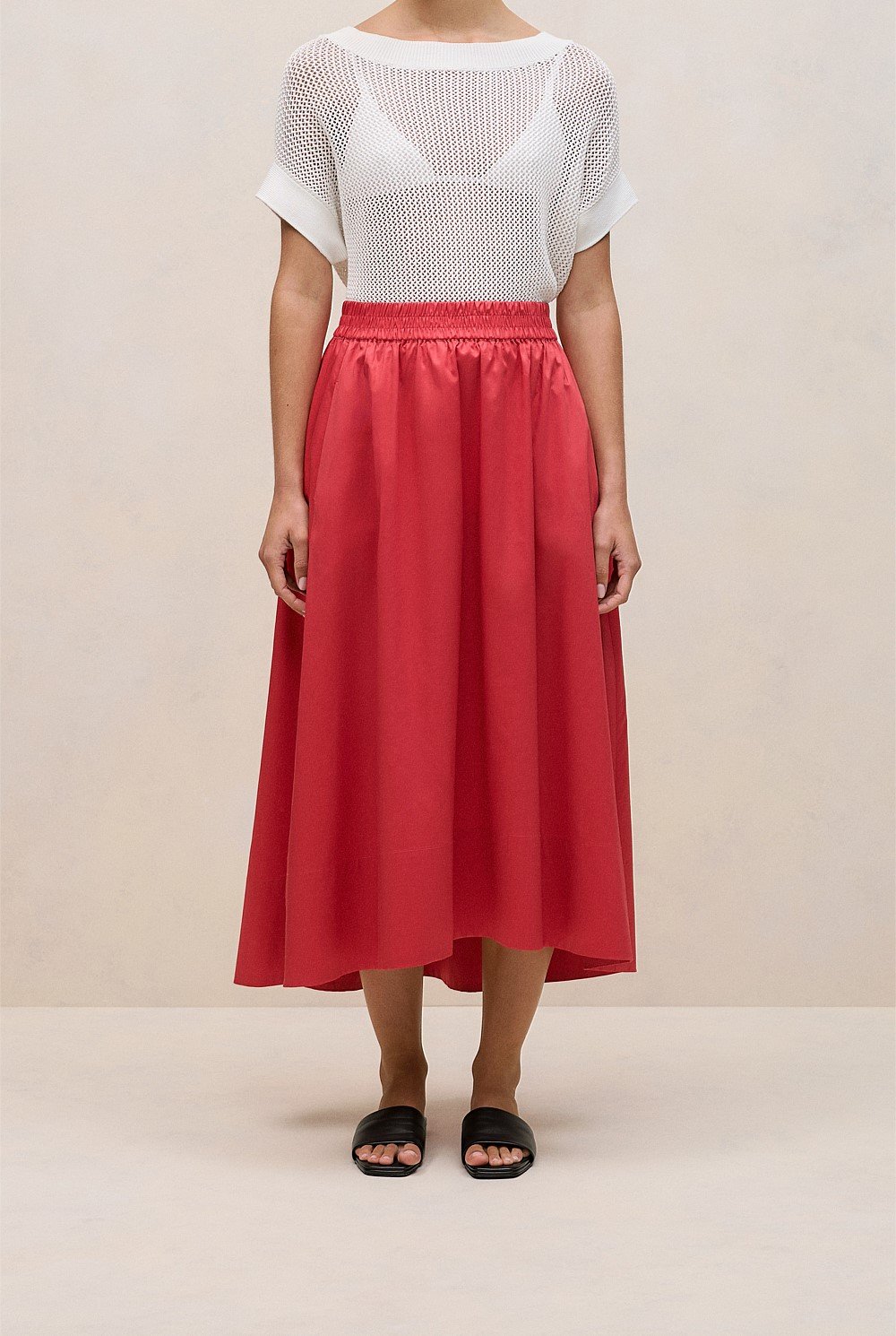 Cotton Sateen Waterfall Skirt