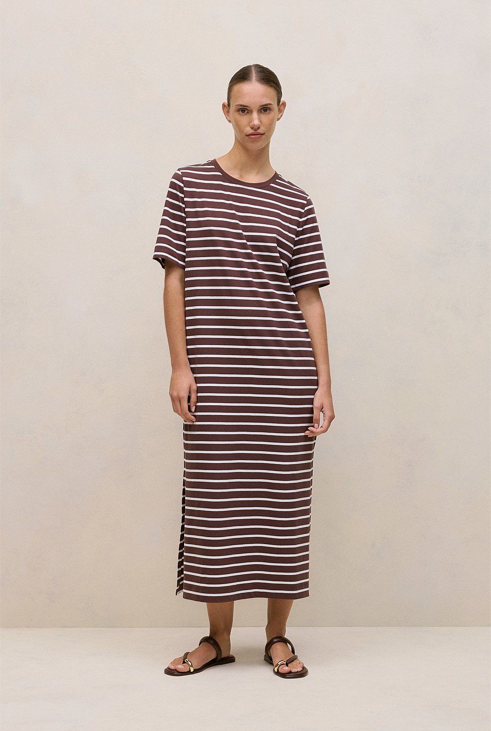 Cotton Stripe Relaxed T-shirt Dress