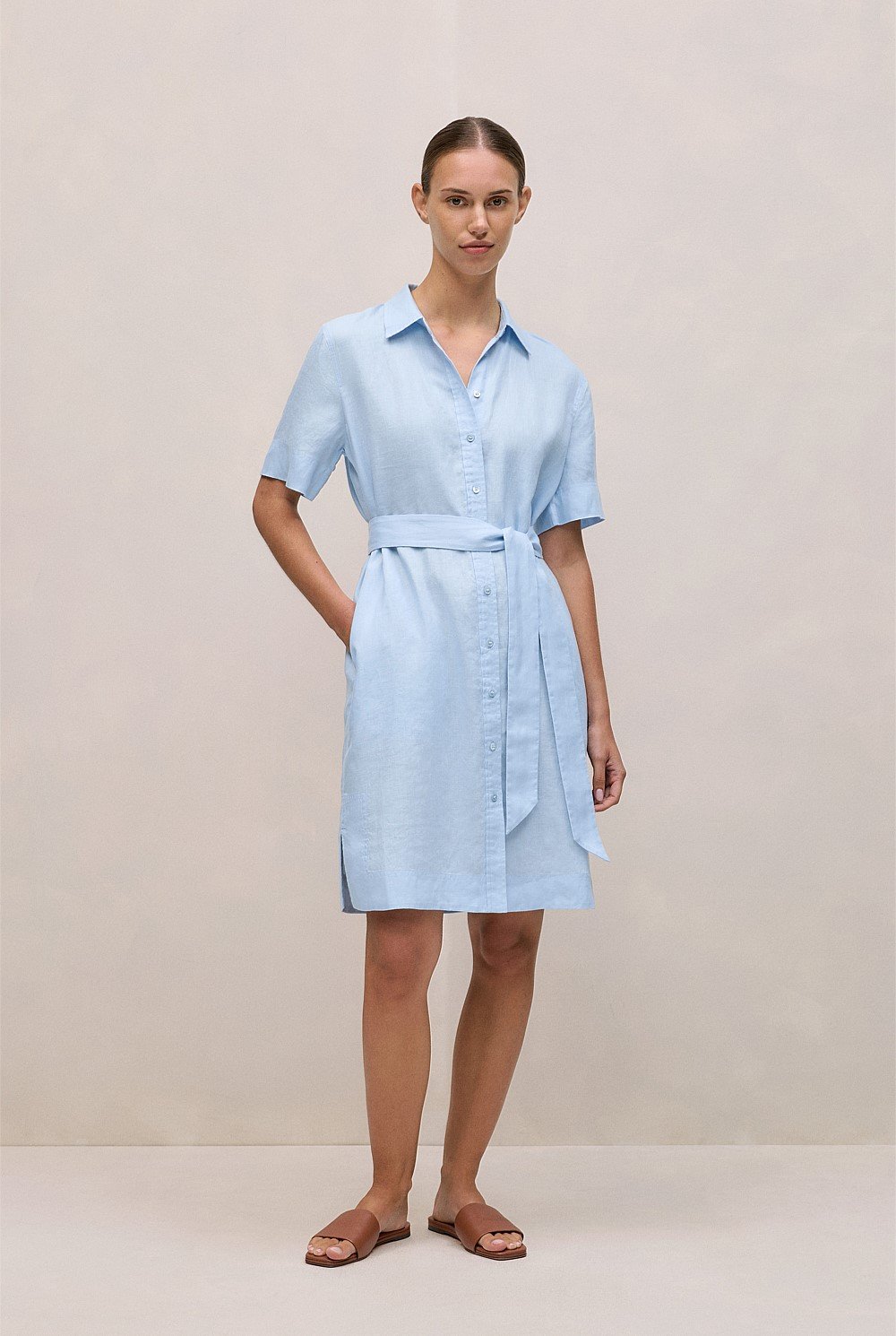 Linen Belted Shift Dress