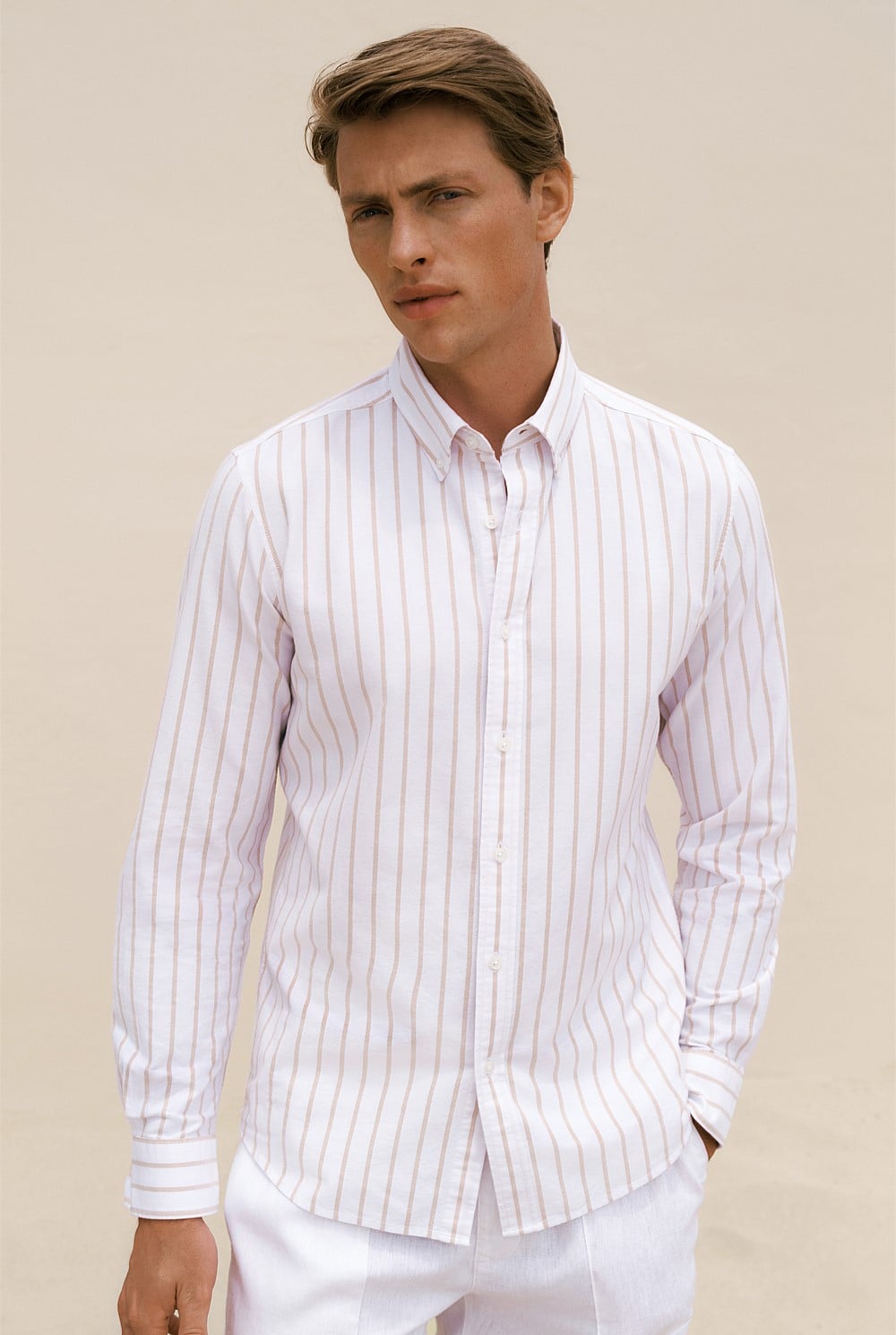 Regular Fit Yarn Dyed Stripe Oxford Shirt