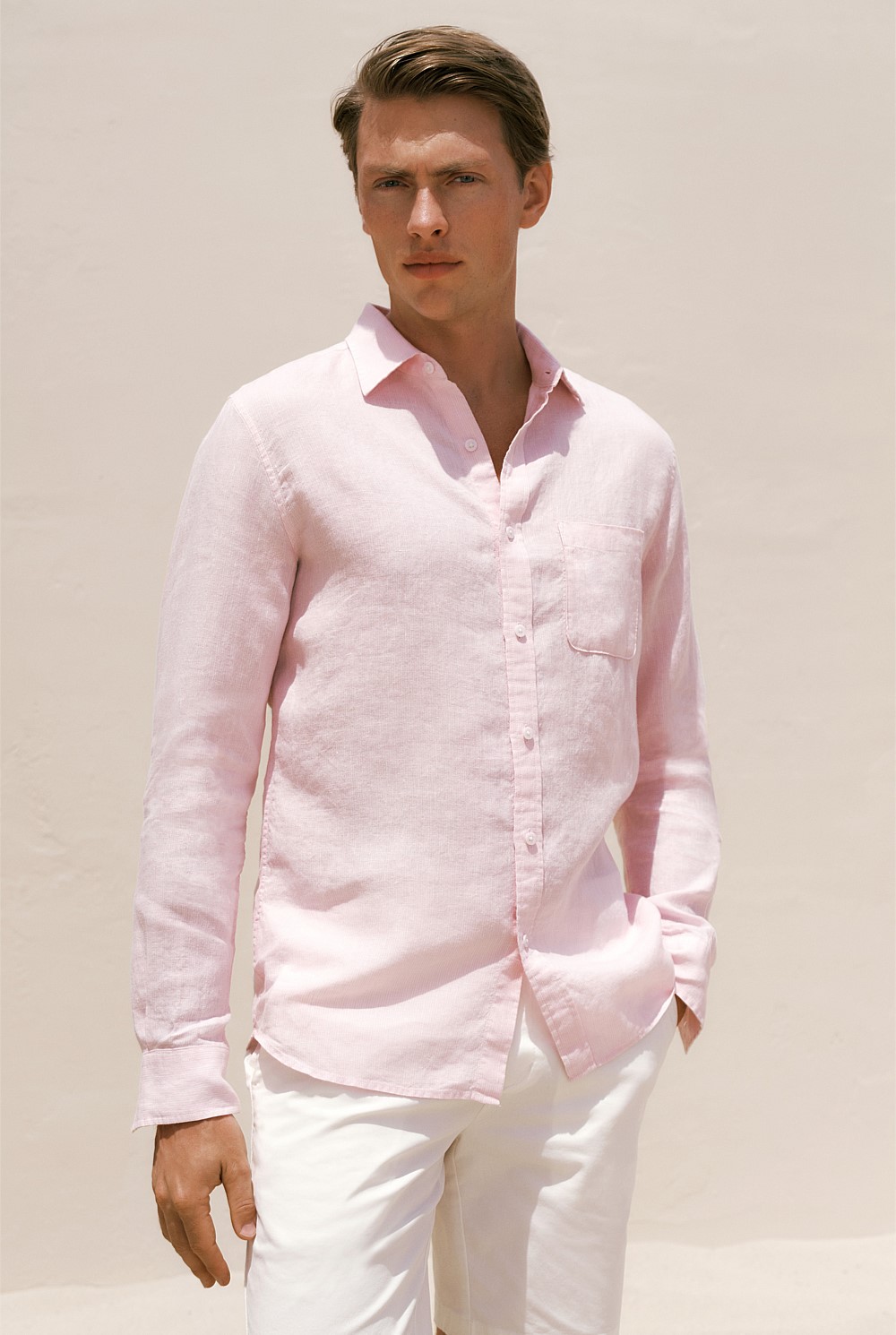 Regular Fit Linen Fine Stripe Shirt