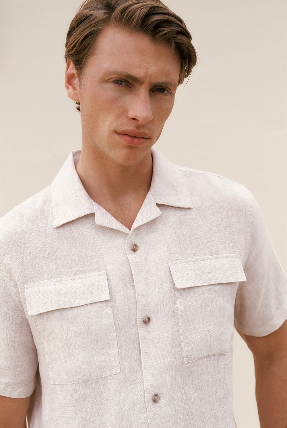 Linen Pocket Detail Short Sleeve Shirt