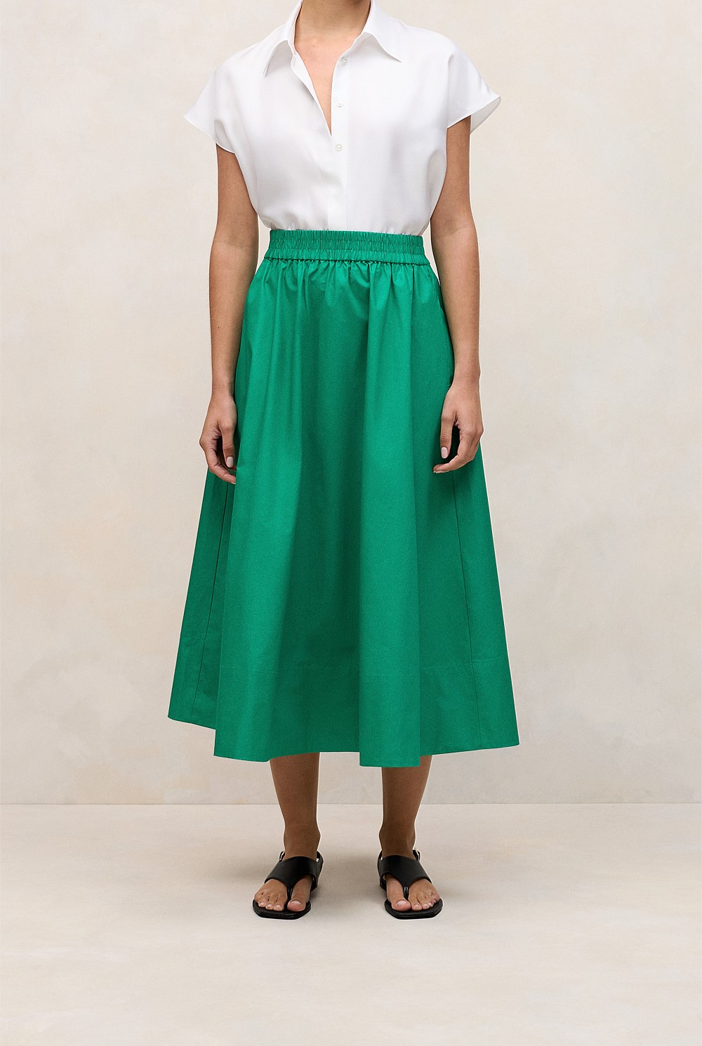 Cotton Poplin Pull On Skirt