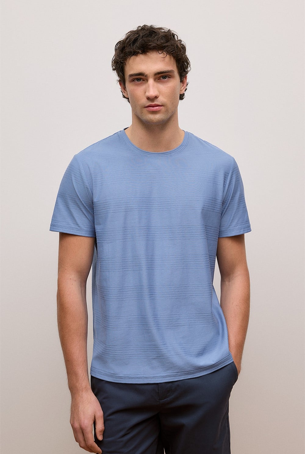Cotton Jacquard Stripe T-shirt