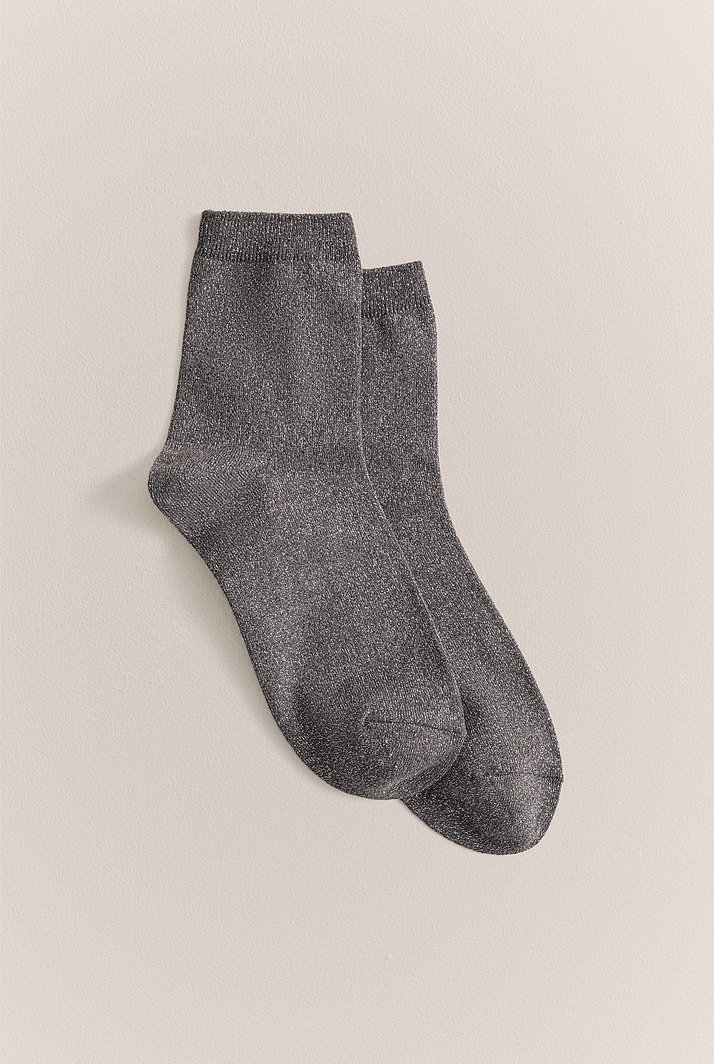 Metallic Rib Crew Sock