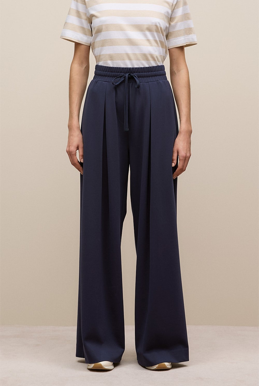 Ponte Drawcord Wide Leg Pant