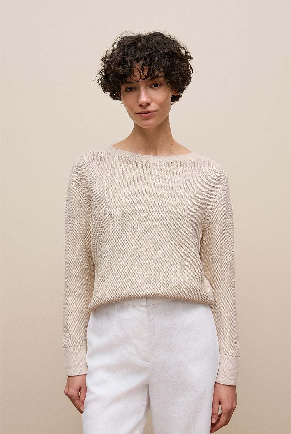 Cotton Linen Boatneck Knit