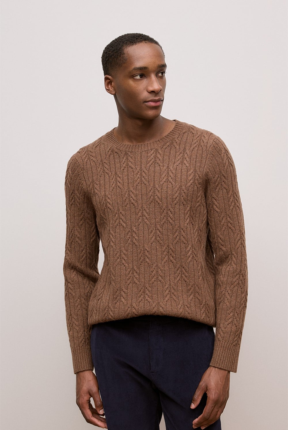 Merino Cable Knit Crew