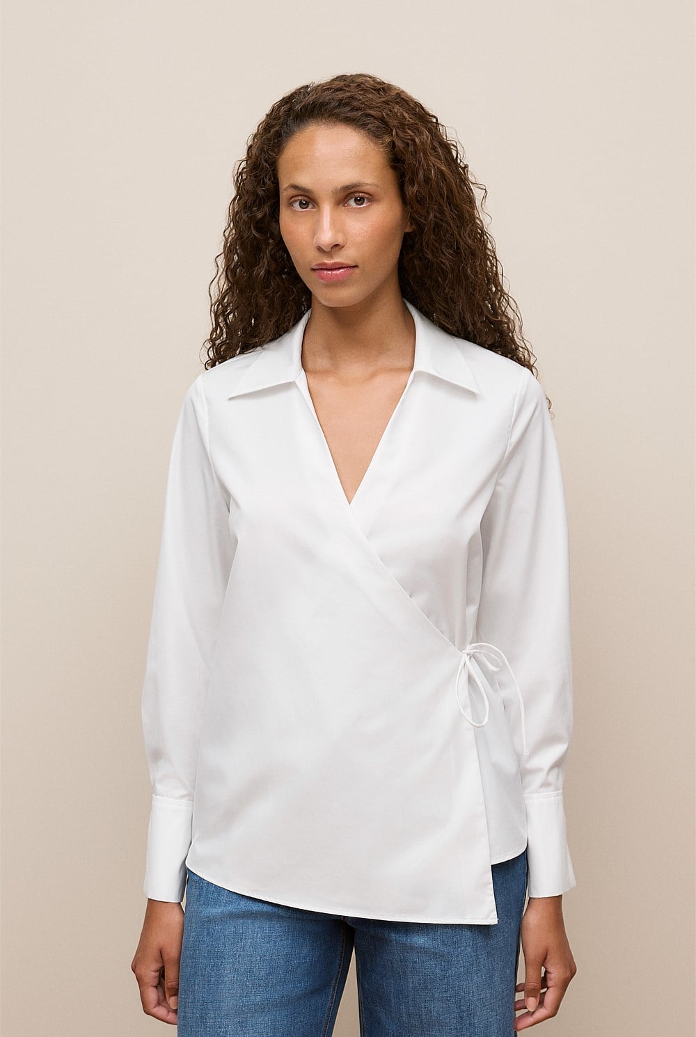 Cotton Poplin Wrap Shirt