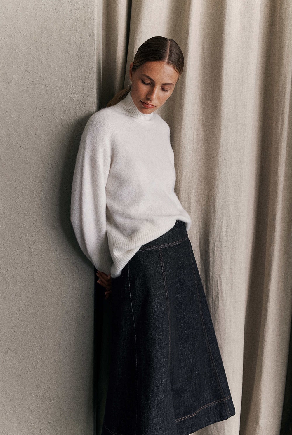 Alpaca Merino Blend Relaxed Mock Neck